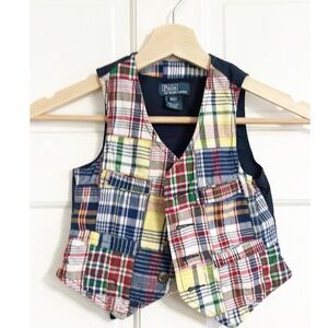 Polo Ralph Lauren Vintage Madras Plaid Boys Vest Sz 4/4T